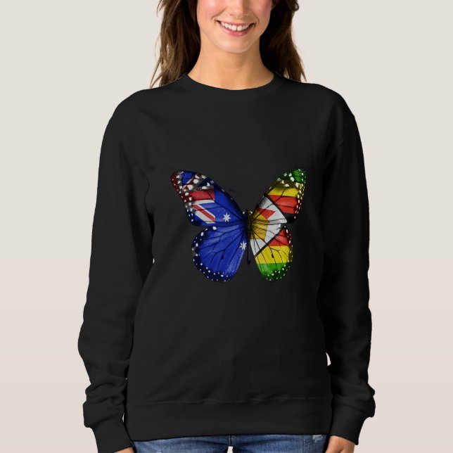 Sweatshirt Australian Zimbabwean Flag Butterfly (Devant)