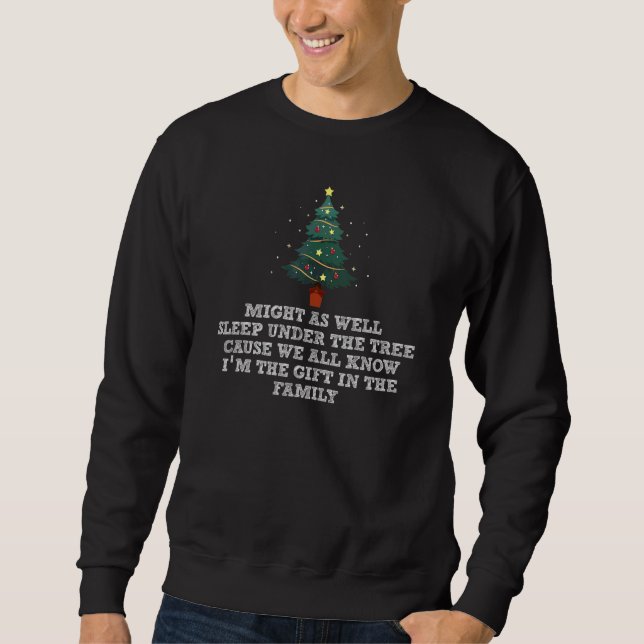 Sweatshirt Autant dormir sous l'arbre Noël Rétro (Devant)