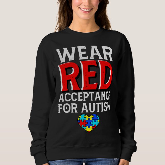 Sweatshirt Autism Awareness April Wear Red Acceptance for Aut (Devant)