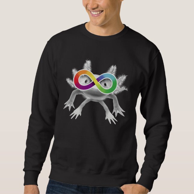 Sweatshirt Autism Awareness Axolotl with Infinity Symbol Glas (Devant)