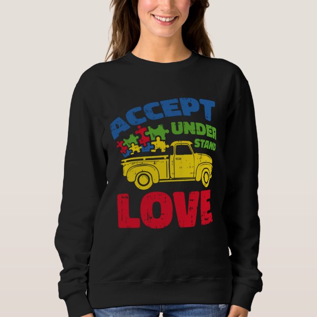Sweatshirt Autism Awareness Boys Girls Accept Understand Love (Devant)