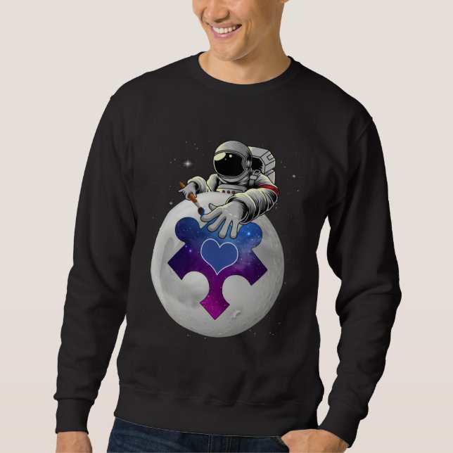 Sweatshirt Autism Awareness Day Outer Space Astronaut Puzzle  (Devant)