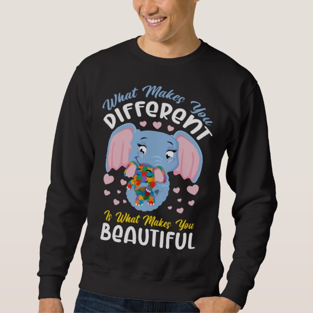 Sweatshirt Autism Awareness Elephant What Makes Different Bea (Devant)