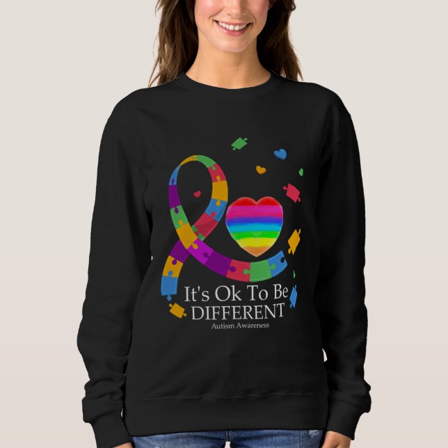 Sweatshirt Autism Awareness It s Ok To Be Different Ribbon Pu (Devant)