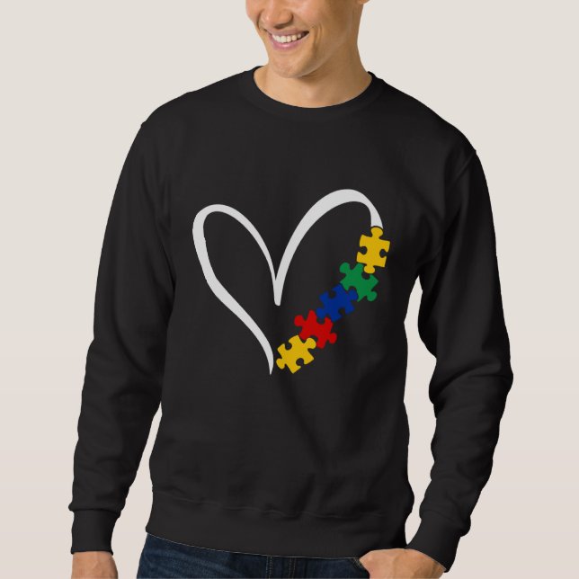 Sweatshirt Autism Awareness Love Heart Puzzle Piece  1 (Devant)