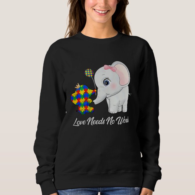 Sweatshirt Autism Awareness Month Mama Papa Elephant Love Nee (Devant)