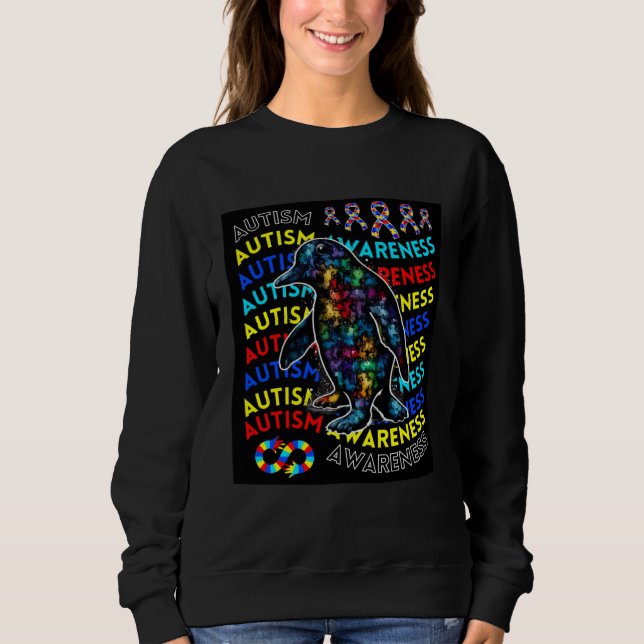 Sweatshirt Autism Awareness Penguin For Teacher Autism Moms D (Devant)