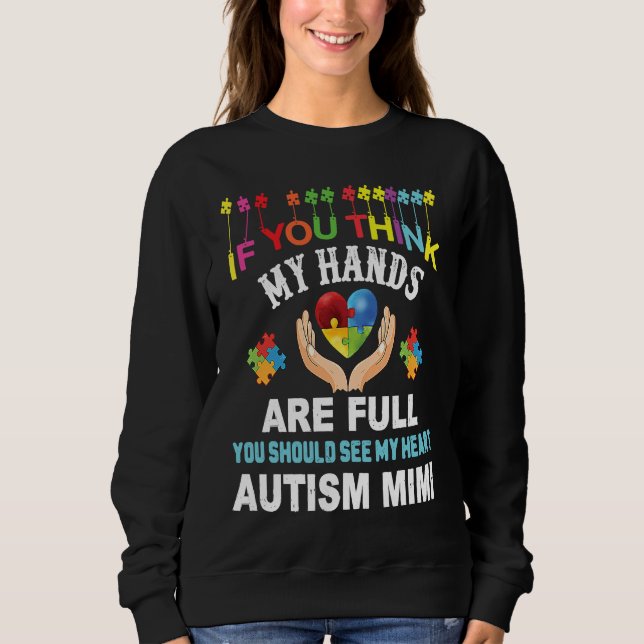 Sweatshirt Autism Awareness Proud Autism Mimi Love Heart Puzz (Devant)