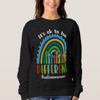 Sweatshirt Autism Awareness Rainbow Hand Heart Its Ok To Be D