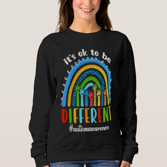 Sweatshirt Autism Awareness Rainbow Hand Heart Its Ok To Be D (Devant)