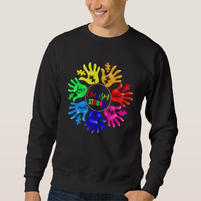 Sweatshirt Autism Awareness Sign Language Hand Puzzle Support (Devant)
