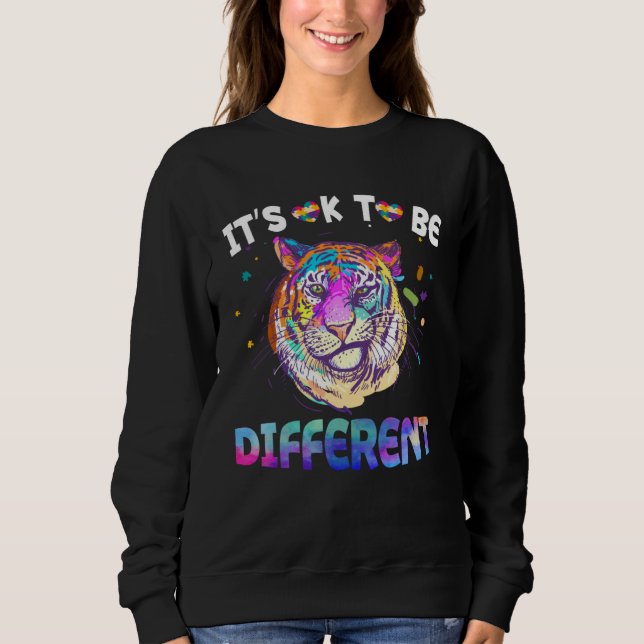 Sweatshirt Autism Awareness  Tie Dye Smirking Tiger Watercolo (Devant)