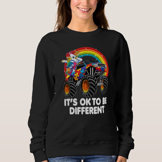 Sweatshirt Autism Awareness Unicorn Monster Truck For Girls K (Devant)