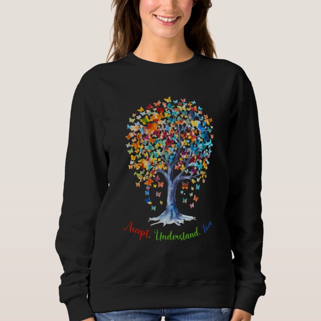 Sweatshirt Autism Butterfly Tree - Acceptance, Understanding, (Devant)