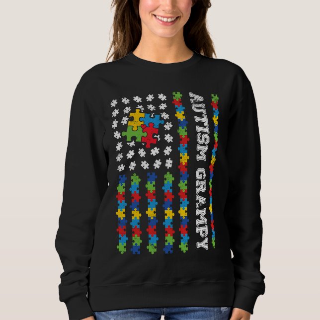 Sweatshirt Autism Grampy American Flag Autism Awareness (Devant)
