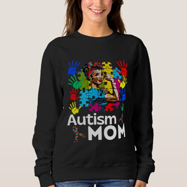 Sweatshirt Autism Mom Navigating Autism Afro Mother Black Wom (Devant)
