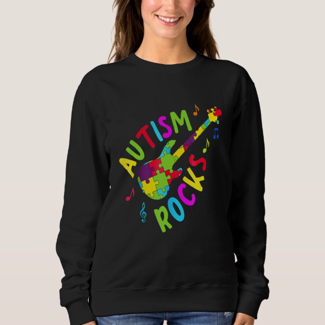 Sweatshirt Autism Rocks Sensibilisation sur l'autisme Guitare (Devant)