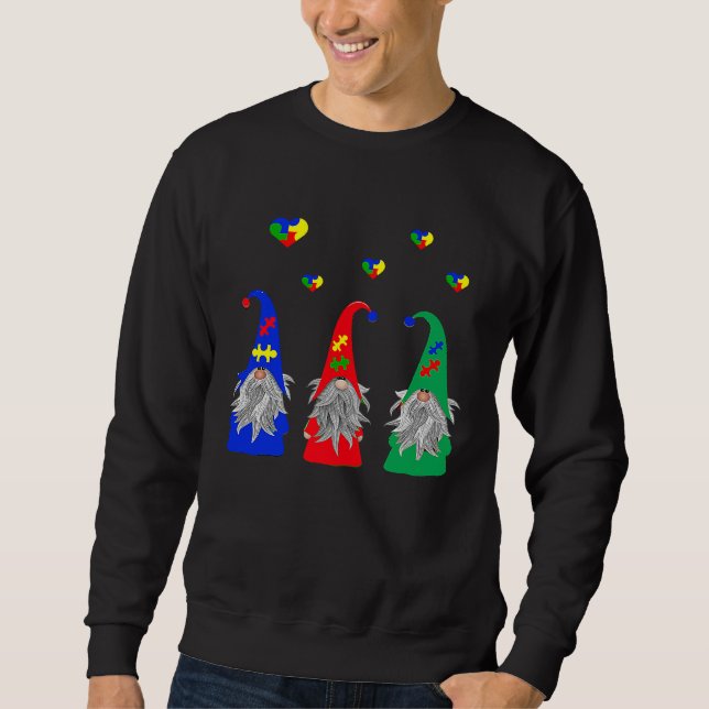 Sweatshirt Autism Valentine Gnomes Graphic Valentines Day (Devant)