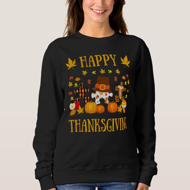 Sweatshirt Autisme Asd Sensibilisation Pièce de Puzzle Automn (Devant)