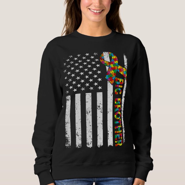 Sweatshirt Autisme déprimé Big Brother American Flag Family (Devant)