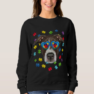Sweatshirt Autisme drôle Pitbull Chien Puzzle Lunettes de sol