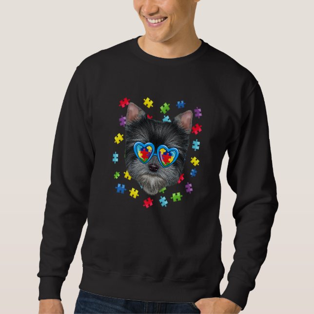 Sweatshirt Autisme drôle Yorkshire Terrier Chien Lunettes de  (Devant)