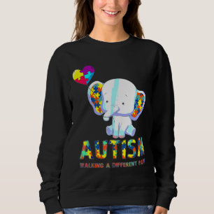 Sweatshirt Autisme Eléphant Marcher Un Chemin Différent Pour