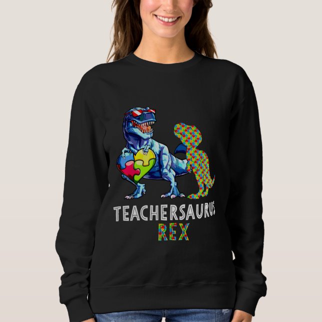 Sweatshirt Autisme Enseignant Dinosaure Enseignant Rex Actif (Devant)