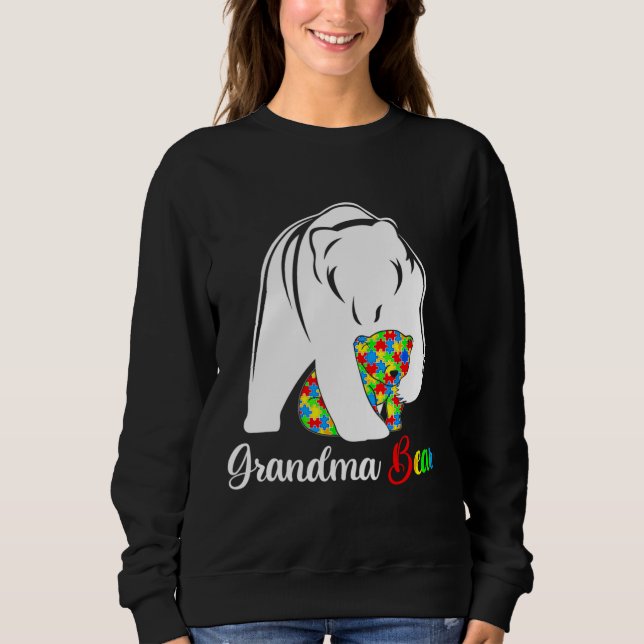 Sweatshirt Autisme grand-mère grand-mère ours Sensibilisation (Devant)