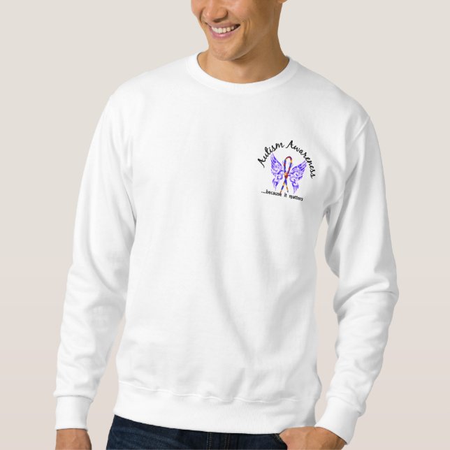 Sweatshirt Autisme grunge du papillon 6,1 de tatouage (Devant)