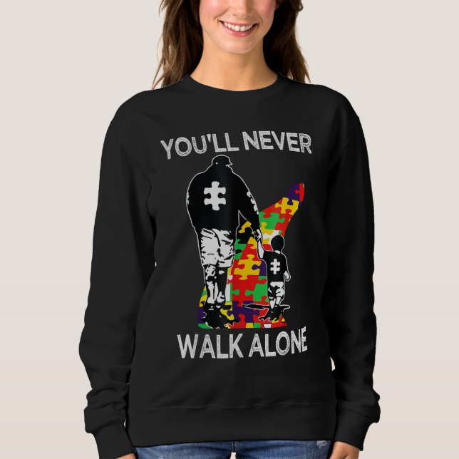 Sweatshirt Autisme Papa soutient seul Puzzle Vous ne marchere (Devant)