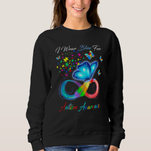 Sweatshirt Autisme papillon Je Porte Du Bleu Pour La Sensibil