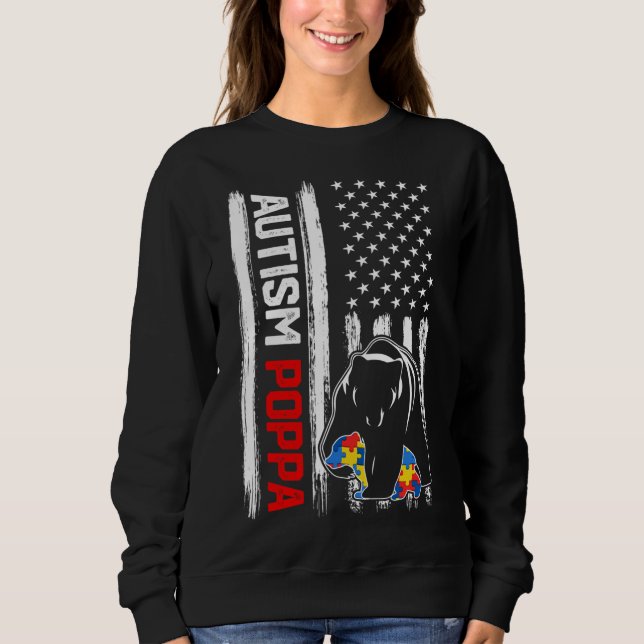 Sweatshirt Autisme vintage Poppa Porter Amérique Drapeau (Devant)