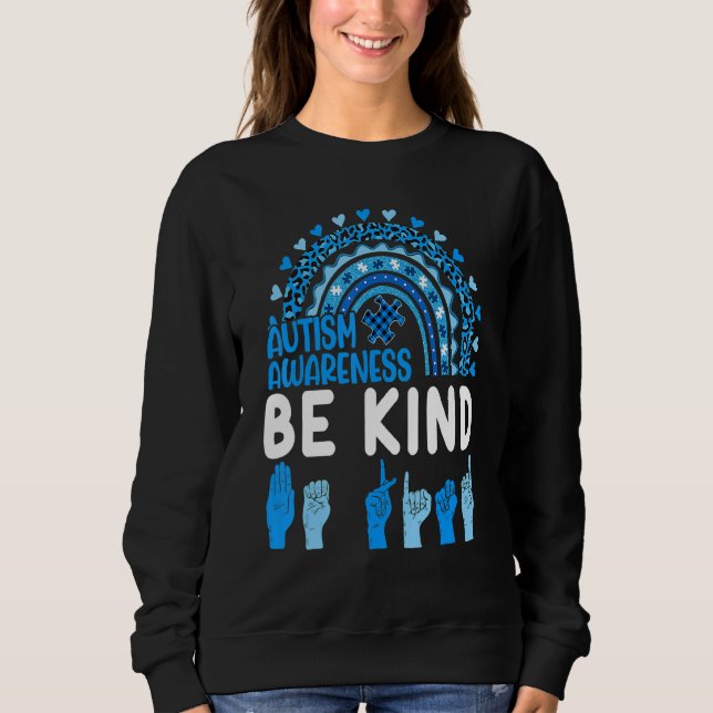 Sweatshirt Autistic Leopard Rainbow Be Kind Sensibilisation s (Devant)
