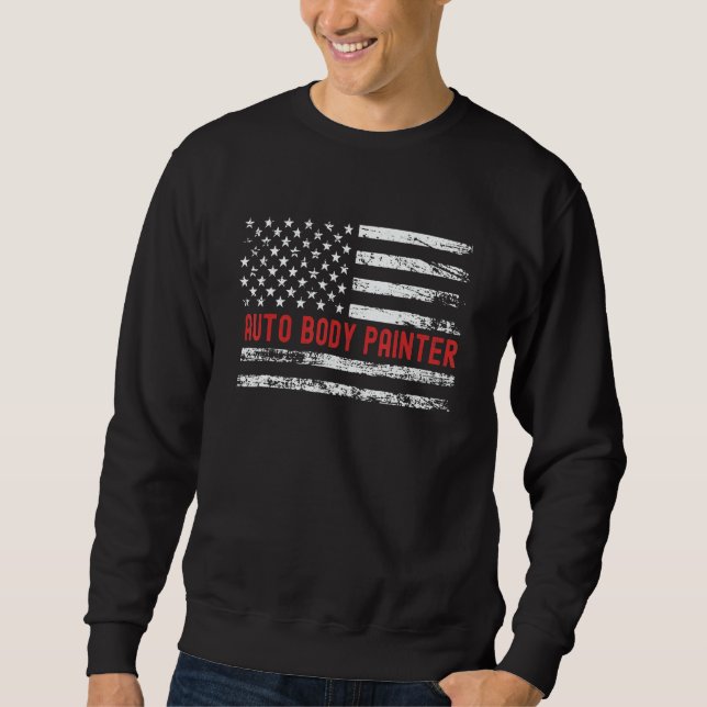 Sweatshirt Auto Body Painter USA Flag Profession Retro Job Ti (Devant)