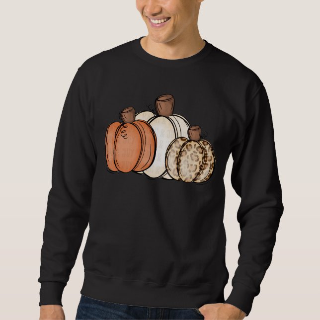 Sweatshirt Automne Leopard Citrouille d'aquarelle (Devant)