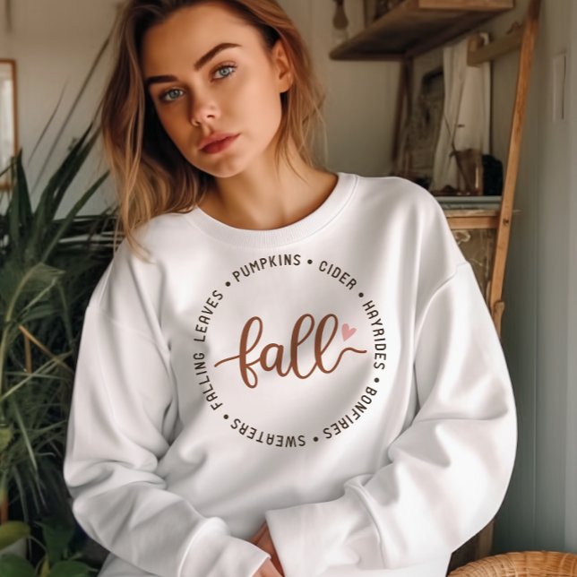 SWEATSHIRT AUTOMNE THÈME CHUTE FEUILLES, CIDER, CITROUILLES (Créateur téléchargé)