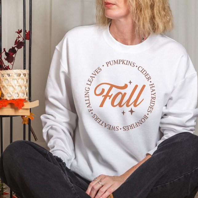 SWEATSHIRT AUTOMNE THÈME CHUTE FEUILLES, CITROUILLES, CIDER (Créateur téléchargé)