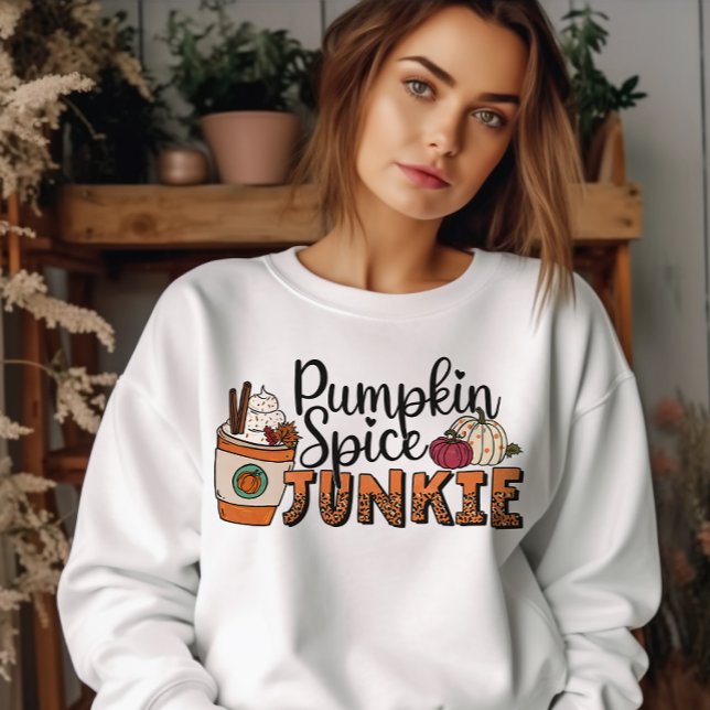 SWEATSHIRT AUTOMNE THÈME CITROUILLE ESPICE JUNKIE COFFEE LOVE (Créateur téléchargé)
