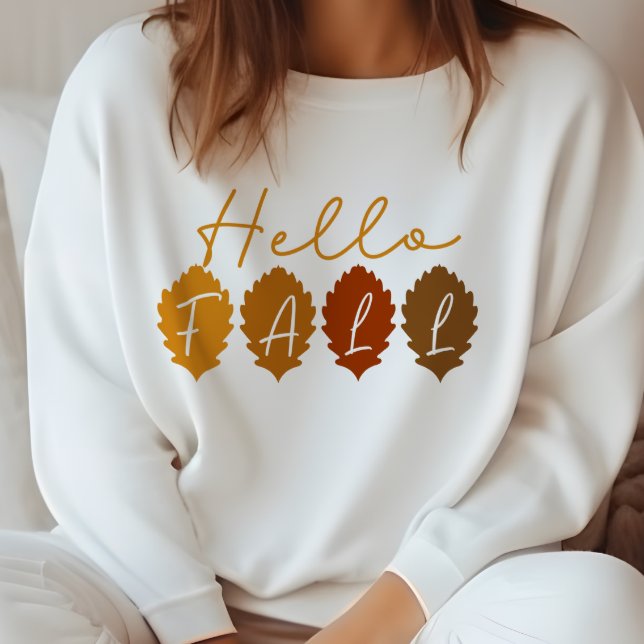 SWEATSHIRT AUTOMNE THÈME HELLO AUTOMNE FEUILLES (Créateur téléchargé)
