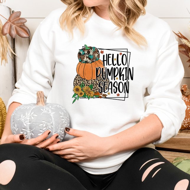 SWEATSHIRT AUTOMNE THÈME HELLO CITROUILLE SAISON (Créateur téléchargé)