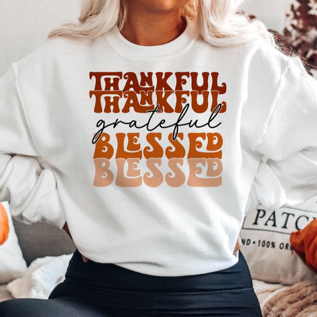 SWEATSHIRT AUTOMNE THÈME MERCI GRATEFUL BLESSEE (Créateur téléchargé)