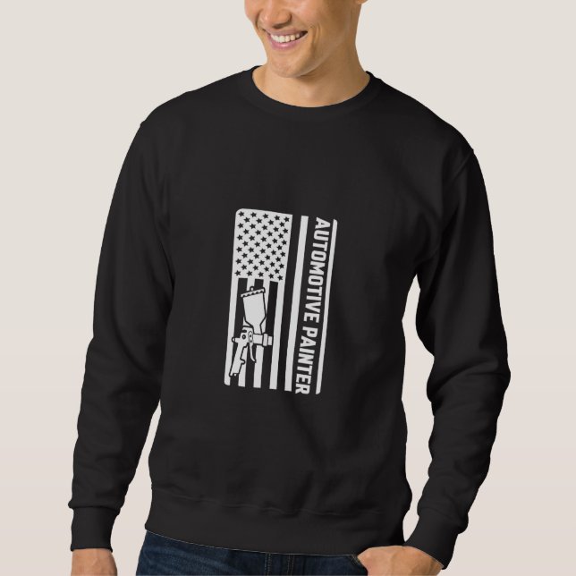 Sweatshirt Automotive Painter USA Drapeau Auto Painter voitur (Devant)