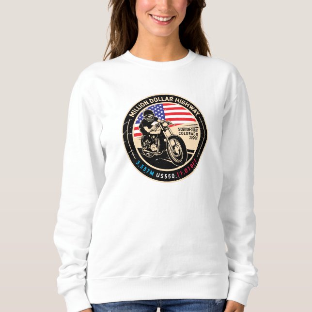 Sweatshirt Autoroute Moto Colorado millions de dollars (Devant)