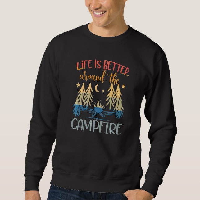 Sweatshirt autour du feu de camp  Citation de camping Camp (Devant)