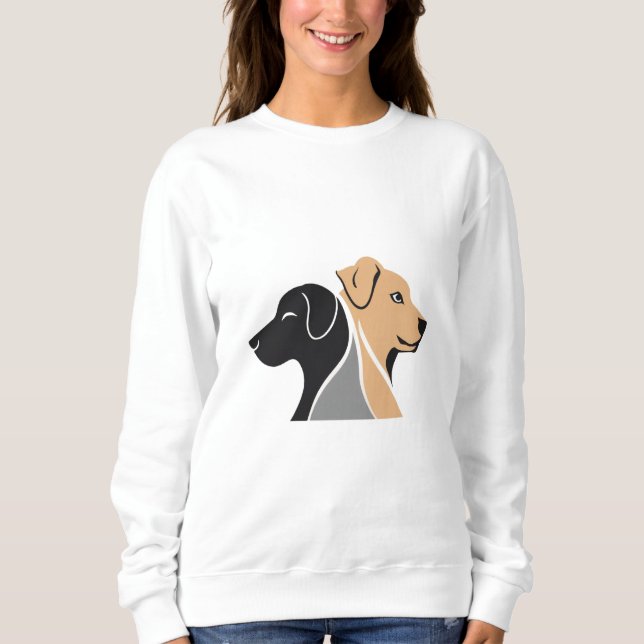 Sweatshirt avec Double Chien Graphic pour Amoureux (Devant)