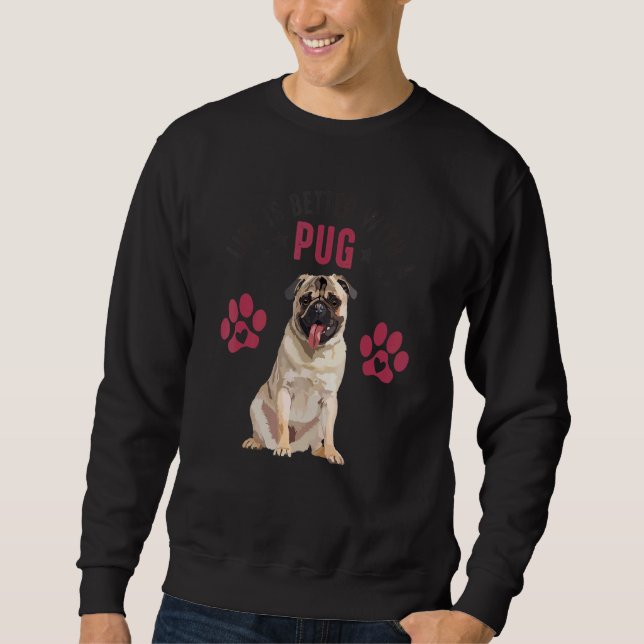 Sweatshirt avec un graphique de chien Pug chiot Pug 1 (Devant)