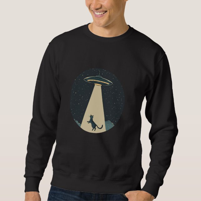 Sweatshirt Aventure Alien avec Funny UFO en flammes d'un chat (Devant)
