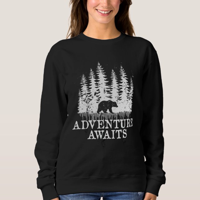 Sweatshirt Aventure Await - Forêt et ours (Devant)