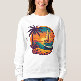 Sweatshirt Aventure de voile au coucher du soleil tropical Sw